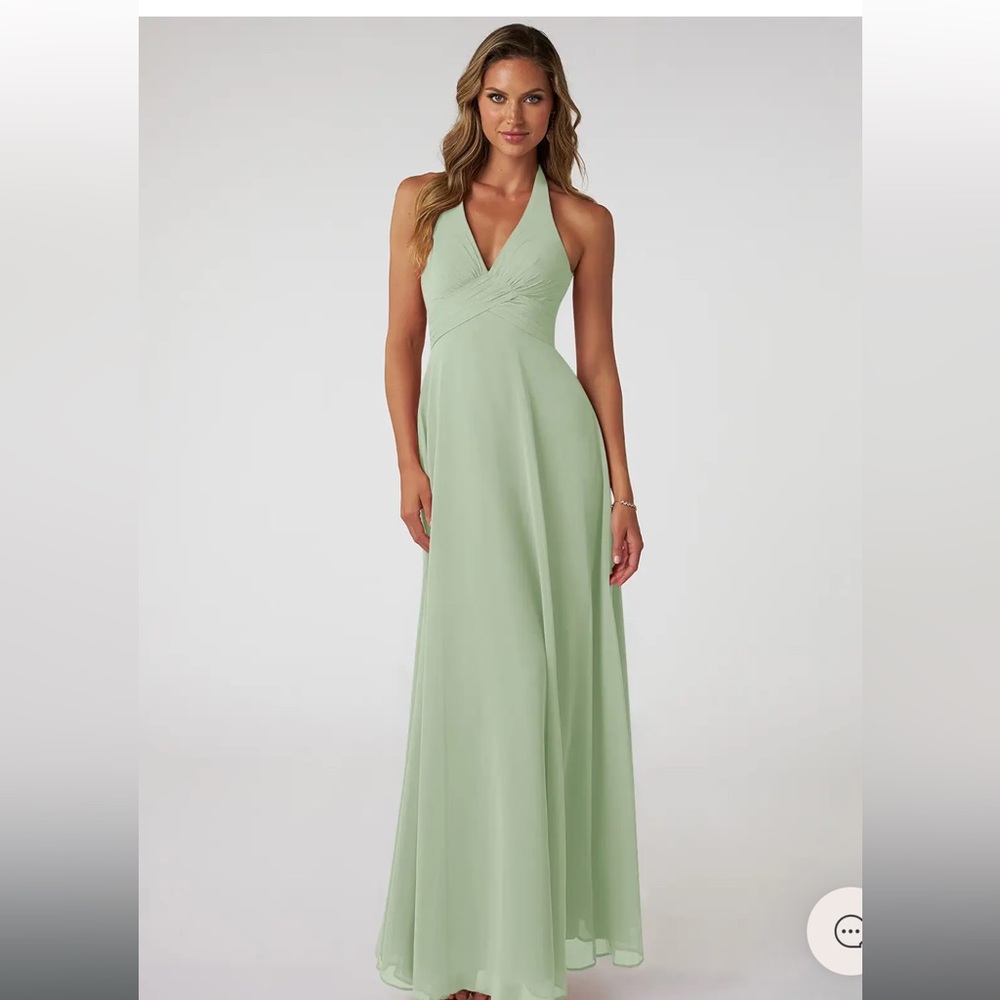 Dusty Sage Azazie bridesmaid dress